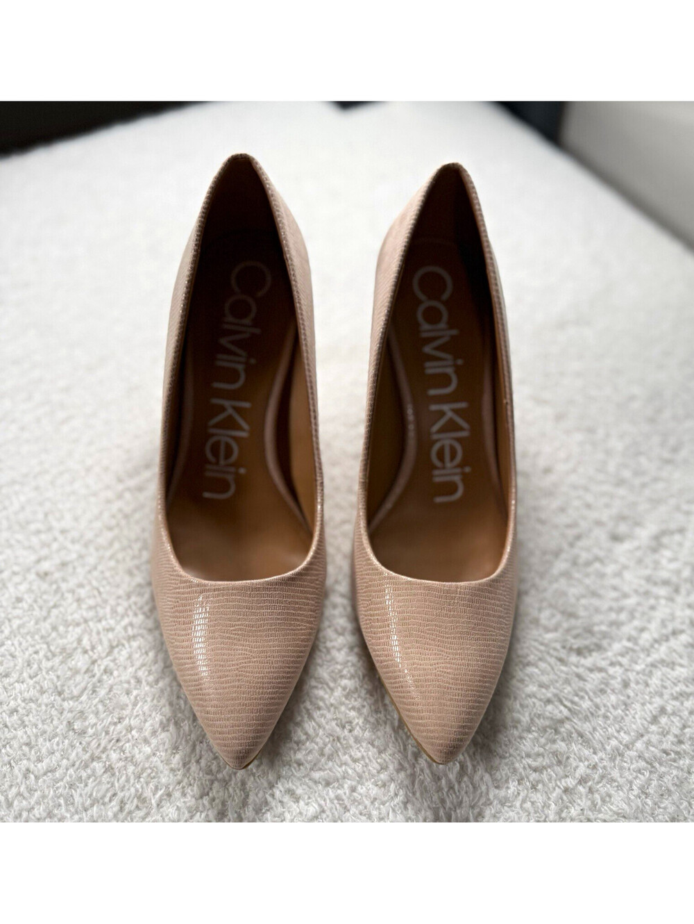 Calvin Klein Gale Women’s 8 Nude Natural Metallic Pointed Toe Pumps Heels